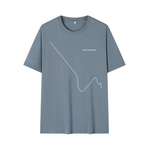 GXG男装【线条山岳】夏季新款简约时尚百搭情侣款纯棉圆领短袖T恤K&C 商品图7