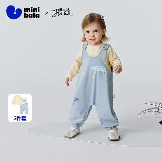 迷你巴拉巴拉男女童长袖套装儿童长袖T恤宝宝仿牛仔背带裤2026春 商品图0