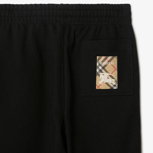 【一】BURBERRY 巴宝莉 男士格纹马术骑士标签棉质运动裤 黑色 8102278 A1189 商品图1