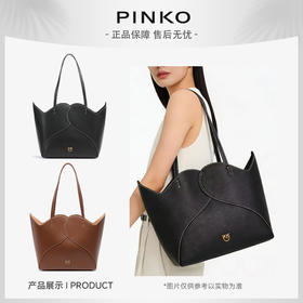 【新品特惠 明星同款】PINKO 正面饰有标贴 小牛皮 托特包Tote包购物袋手提包