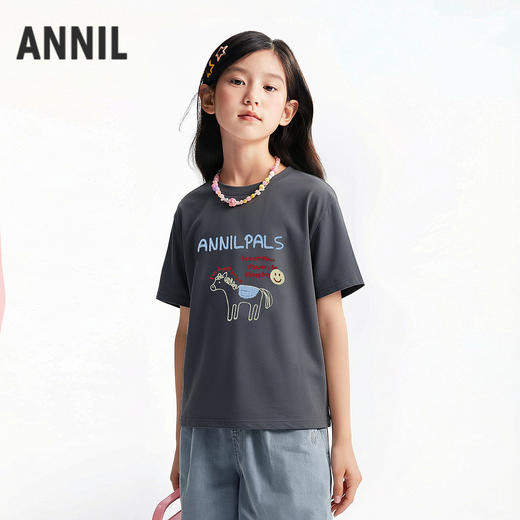 女童圆领短袖针织衫夏季新款安奈儿童装EG621725 商品图1