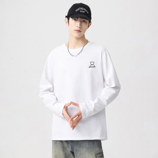 GXG男装【胸口小熊】春季简约时尚百搭情侣款圆领长袖T恤K&C 商品图3