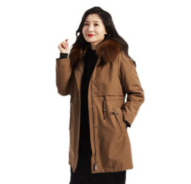 267612麦肯华威女士狐狸毛领尊享貂胆派克服