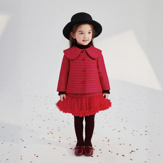 笛莎Deesha  女童套装2025年冬季新款小童女孩新年洋气甜美百搭两件套 商品图2