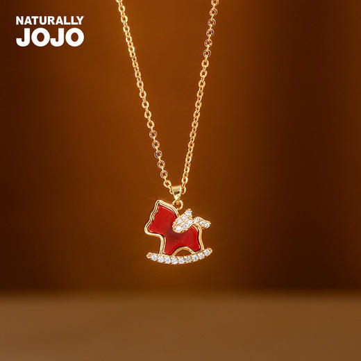 【下单赠幸运红绳1条】“王府井百货在售” 美国品牌 NATURALLY JOJO 摇摇来財小马项链/耳环2件套 925银针 时尚百搭 精致可爱 商品图8