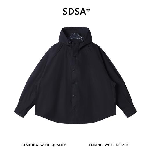 2210SDSA男士秋冬新款痞帅男装简约纯色纽扣立领连帽夹克外套百搭时尚 商品图1