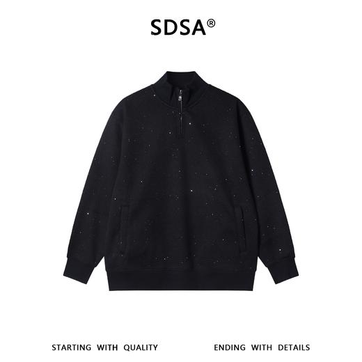 9553SDSA男士秋冬新款痞帅男装美式复古亮片半拉链立领卫衣百搭宽松潮 商品图0