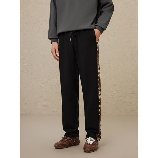 GXG冬季热卖基础休闲撞色宽松阔腿休闲裤长裤男 商品图2