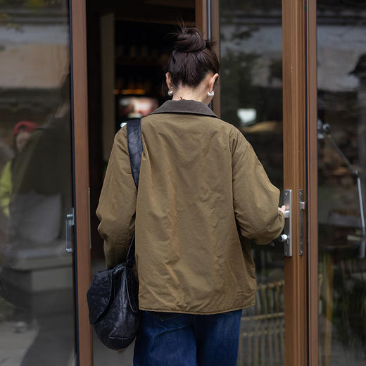 绽放063朵/铜绿撞领棉服短外套女工装棉衣秋冬季新款纯棉复古外套 商品图3