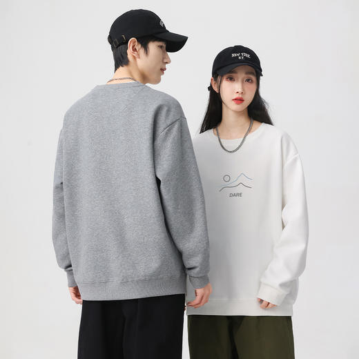 GXG男装春季简约时尚图案户外休闲百搭情侣款圆领卫衣K&C 商品图2