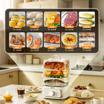 美的（Midea）电蒸锅电火锅电煮锅多功能炖蒸煮一体三层14.7L大容量多用途锅家用蒸包子锅电热锅MZ-ZGE2323Z03X 商品图0