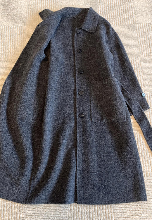 118-2小禾女士灰色羊驼毛呢大衣 丰盈蓬松轻盈柔软 胖瓜穿6码 商品图14