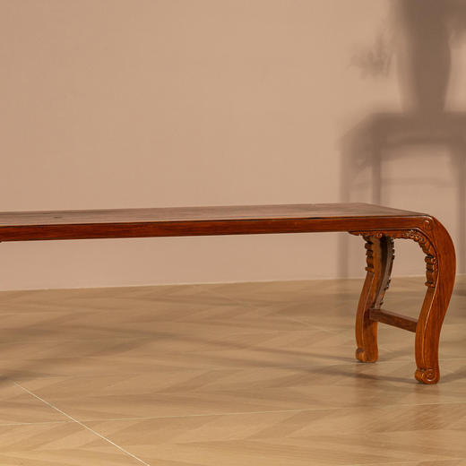 清	黄花梨卷草纹三弯腿琴几 商品图1