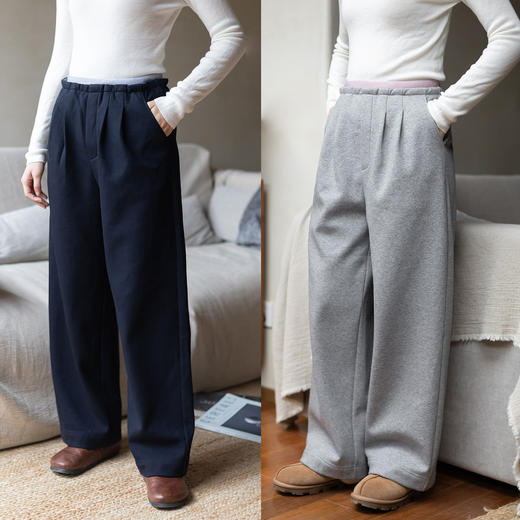 特绽放058朵/空气弹力裤·高腰撞色弹力织带空气层卫裤新款直筒裤 商品图0