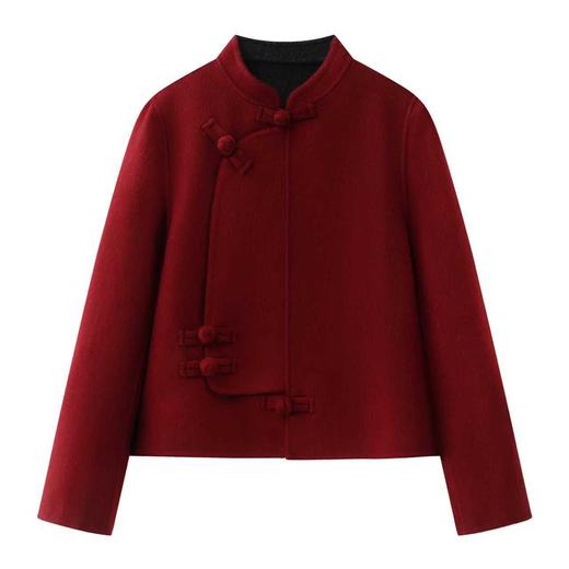 【来点不一样的】可意会不可言传～国风双面羊毛大衣！女款2026秋冬新款短款宽松休闲复古小个子毛呢外套！ 商品图0