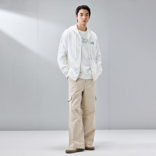 GXG男装春季字母绣花宽松运动开襟外套男女同款休闲连帽卫衣K&C 商品图3