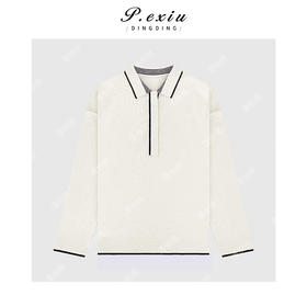 04-2潘依绣丁丁宠粉韩系减龄撞色POLO领长袖针织上衣Q11546