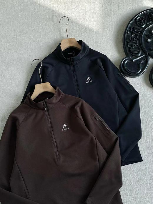 F011605男款立领半开胸内胆半拉链吸湿排汗保暖户外登山徒步上衣 商品图3