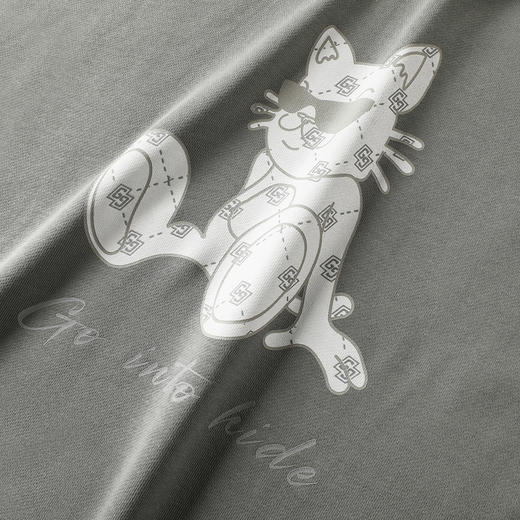 GXG男装【100%棉】春季卡通眼镜小猫情侣款圆领卫衣K&C 商品图10