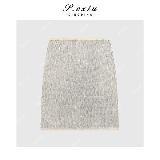 04-2潘依绣丁丁宠粉复古花朵刺绣针织拼皮A字半身裙Q25944 商品图1