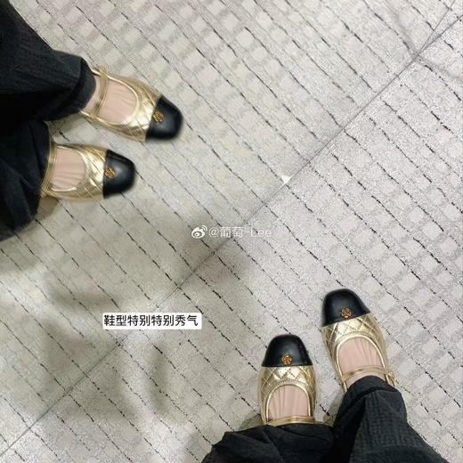 羊皮小香风玛丽珍！金扣山茶花小香风菱格拼色内增高玛丽珍鞋女 商品图3