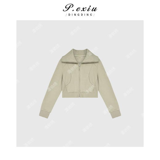 04-2潘依绣丁丁宠粉双拉链立领拼接短裤夹克外套Q84593 商品图0