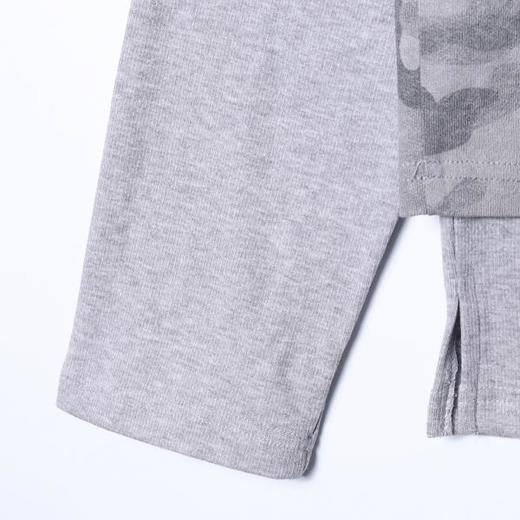 26004SDSA秋冬新款痞帅男装潮牌拼接迷彩设计假两件圆领长袖T恤百搭 商品图4