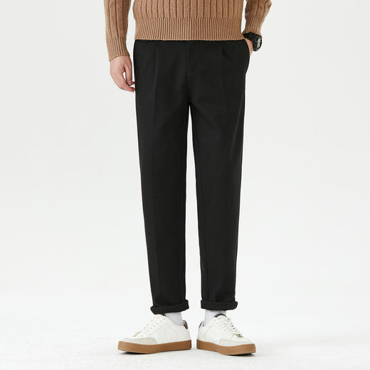 GXG男装秋季日常通勤弹力舒适简约纯色直筒商务男式休闲裤K&C 商品图2