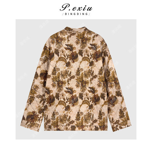 天丝麻料复古新中式重工提花钉珠棉服外套M9140 商品图2