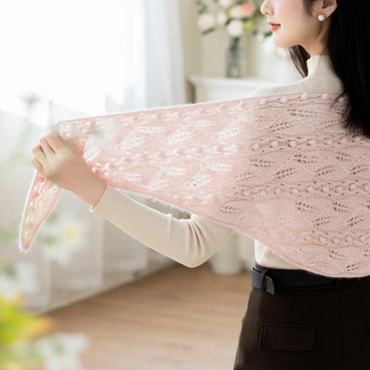 苏苏姐家昕叶羊绒三角披肩手工diy钩针棒针毛线团自制材料包 商品图2