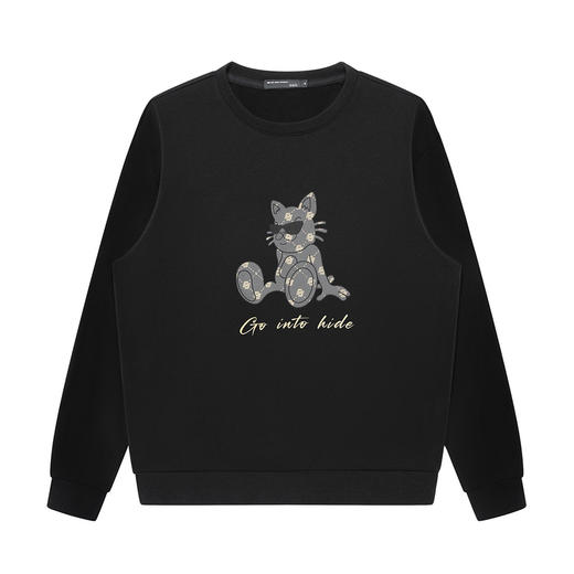 GXG男装【100%棉】春季卡通眼镜小猫情侣款圆领卫衣K&C 商品图4
