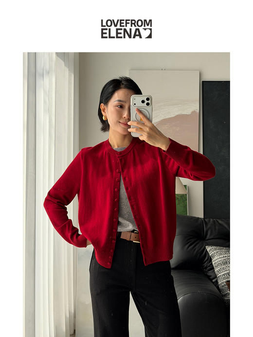 100%羊毛 假两件圆领针织衫 商品图2