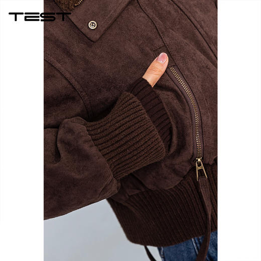 冬上新咖色麂皮绒羊羔毛领加厚显瘦羽绒服2254226 商品图3