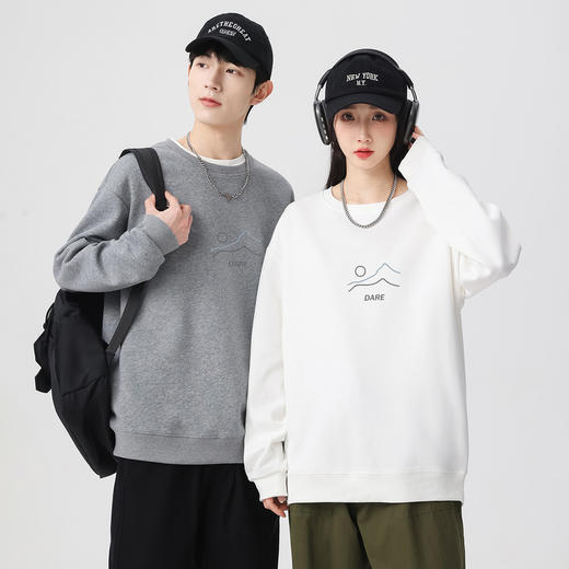 GXG男装春季简约时尚图案户外休闲百搭情侣款圆领卫衣K&C 商品图1