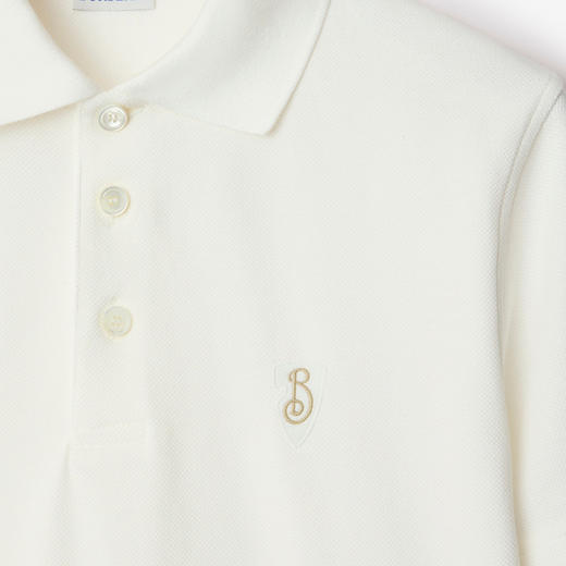 BURBERRY 巴宝莉 男士 B 盾刺绣徽标棉质短袖Polo衫 白色 8102207 B7078 商品图1