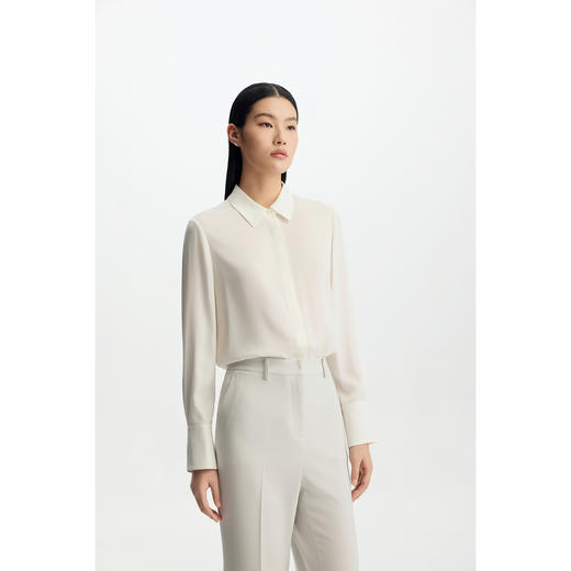 商场同款PURE TOUCH女装26春夏新款桑蚕丝白衬衫翻领长袖通勤衬衣 商品图9