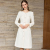 IWY/小香风米白色长袖连衣裙女珍珠扣显瘦通勤优雅西装裙工作服J25Q261-M 商品缩略图0