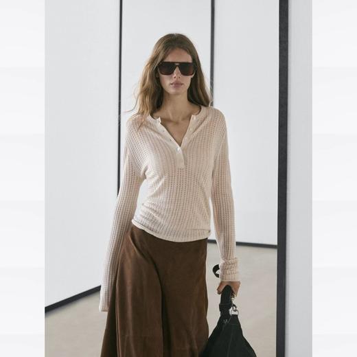 亨利领针织衫！26早春新女休闲老钱风镂空宽松显瘦长袖毛衣！ 商品图3