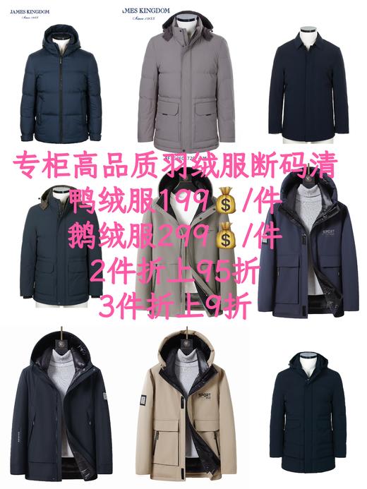 【年前羽绒服最后一波特价清仓】占姆士专柜男士高品质羽绒服鸭绒鹅绒清仓特价 商品图0