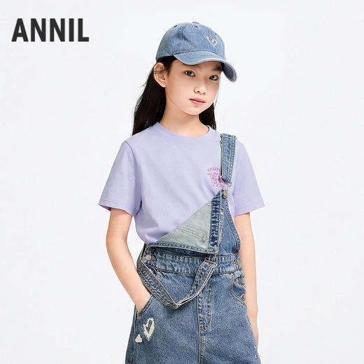 女童圆领短袖针织衫夏季新款安奈儿童装EM621726 商品图2