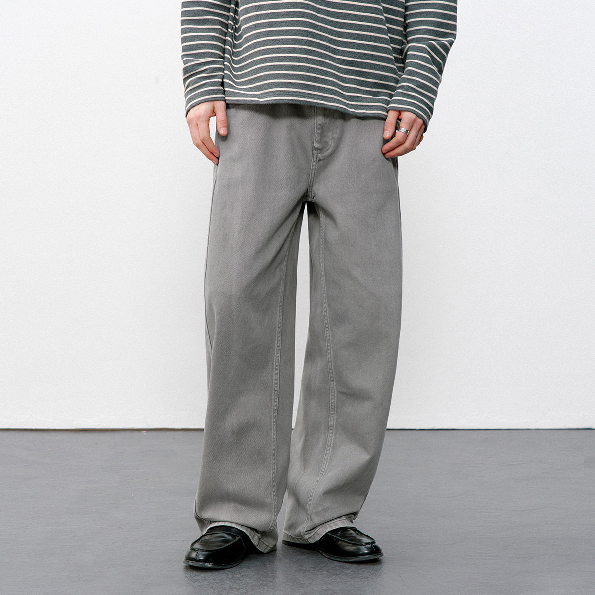 714street复古染色纯棉弯刀裤2026春季潮牌宽松水洗做旧休闲裤男