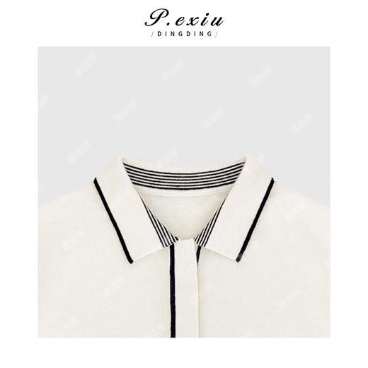 04-2潘依绣丁丁宠粉韩系减龄撞色POLO领长袖针织上衣Q11546 商品图2