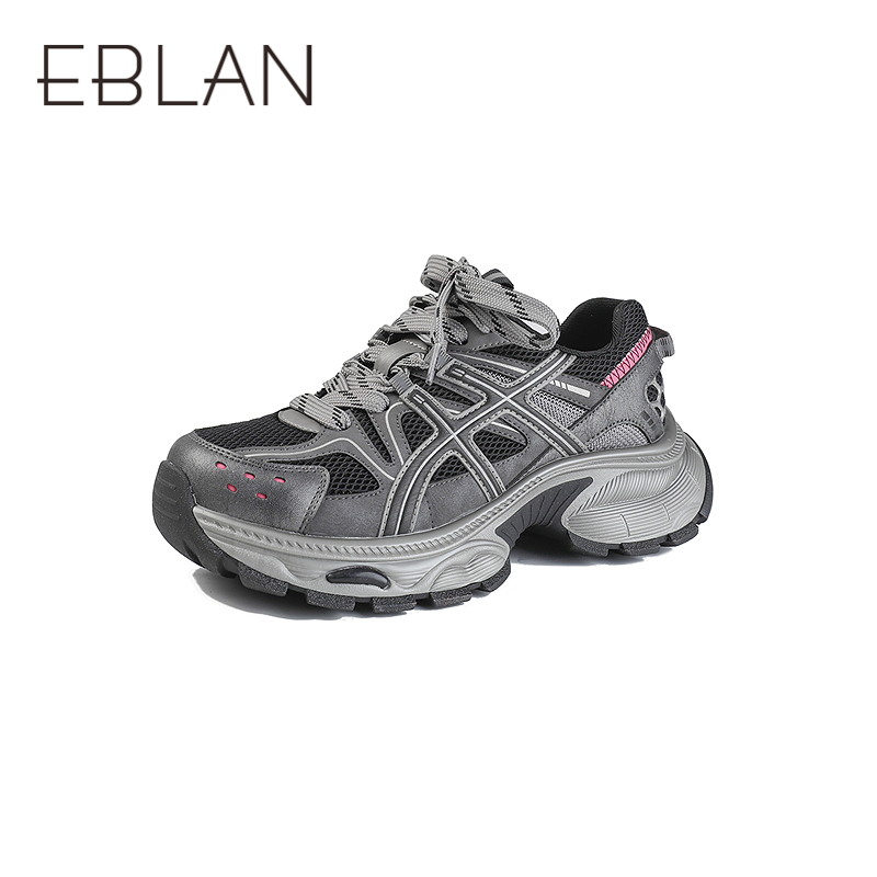 【上新】伊伴2026春季耐穿耐磨吸模大底潮酷增高老爹鞋B26172205