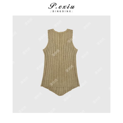 04-3潘依绣丁丁宠粉基础简约百搭针织花边U领无袖吊带背心Q8773 商品图2