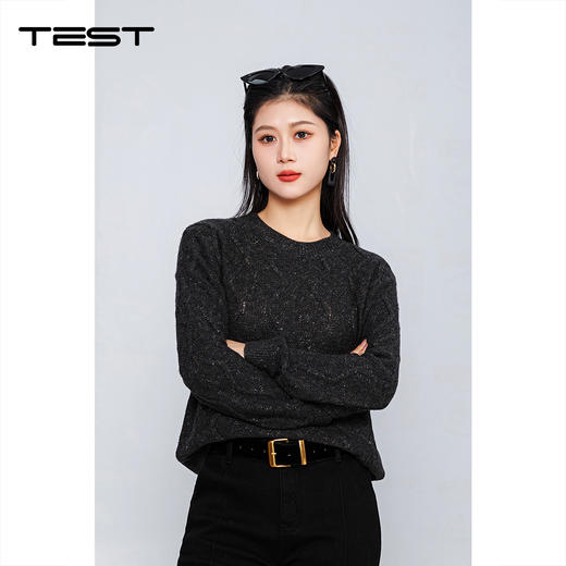 冬上新杂色肌理感圆领毛衣宽松显瘦内搭毛衣1254175 商品图0