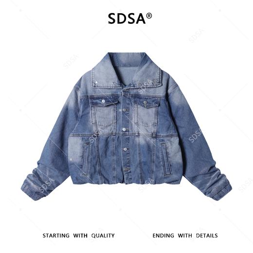 06106SDSA男士秋冬新款痞帅男装时尚磨白短款翻领牛仔夹克外套百搭时尚 商品图1