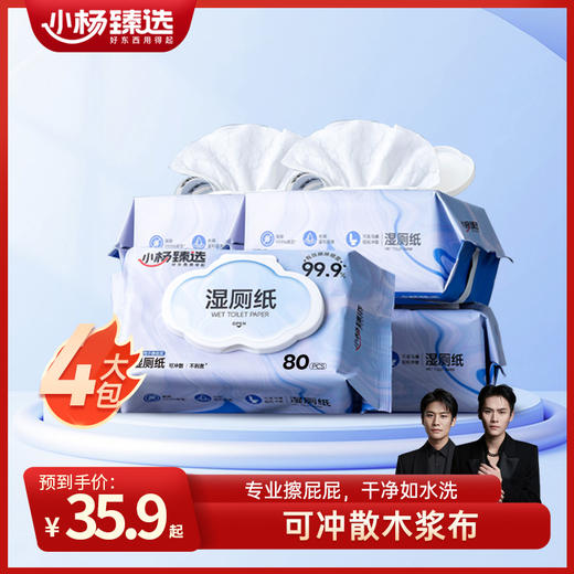 [三只羊网络] 小杨臻选 抽取式卫生湿厕纸80抽*4包装 商品图0