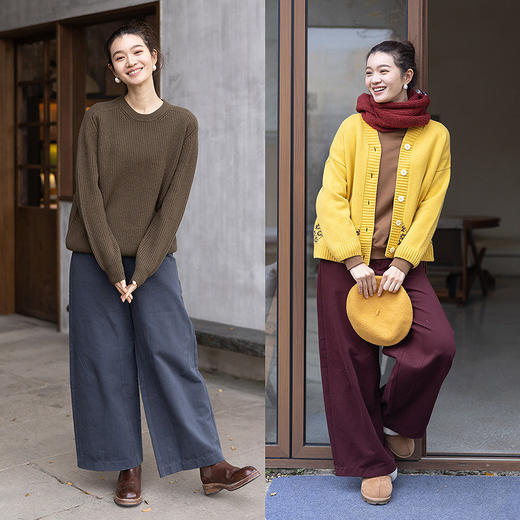 特绽放534朵/棉混纺中腰斜纹棉感镰刀裤垂感简约休闲裤女春季新款 商品图3