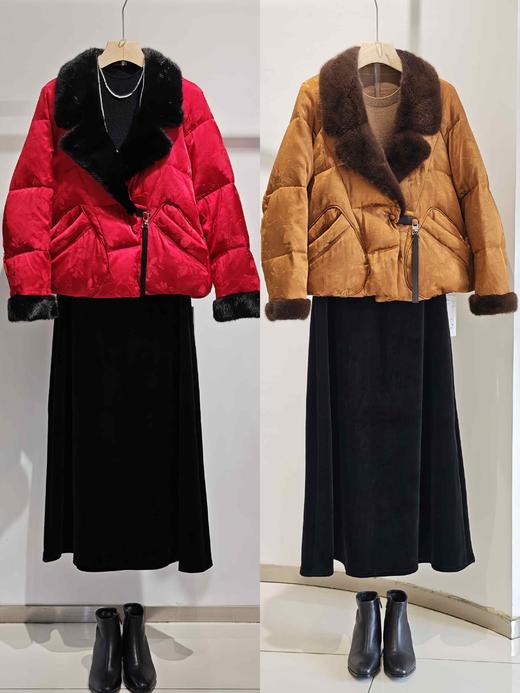 543299拼水貂毛鹅绒服 商品图1