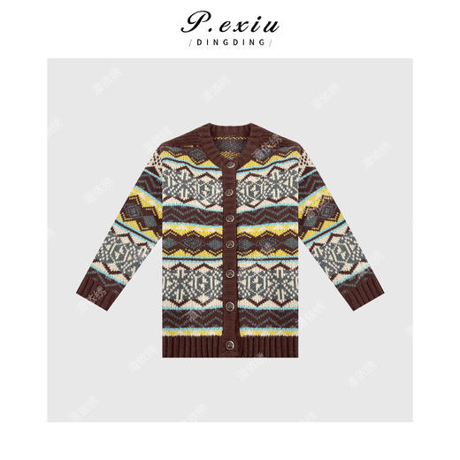 04-2潘依绣丁丁宠粉韩风复古图案慵懒随性毛织外套 Q3432 商品图0